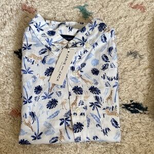 Janie and Jack Leaf Print Shirt with Animal Motifs